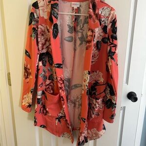 LuLaRoe Floral Women's Jacket - Pink and Black